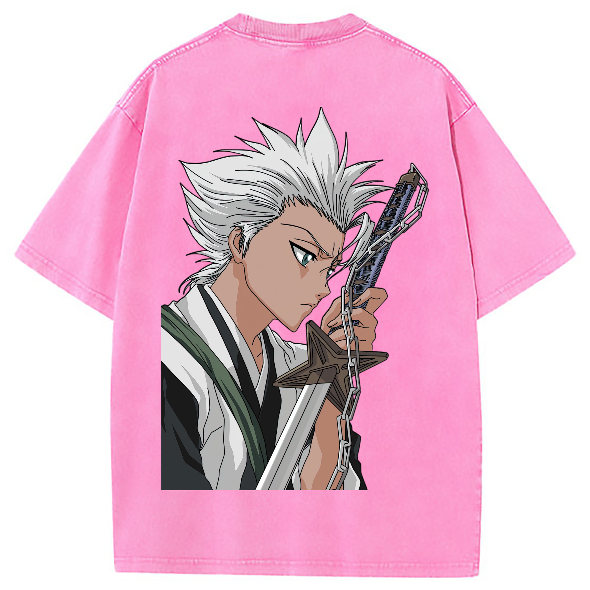 （画像用） ブリーチ 日番谷冬獅郎（ひつがや とうしろう） BLEACH Hitsugaya Toushirou 綿100% ヴィンテージ風 半袖Tシャツ（背面プリント）
